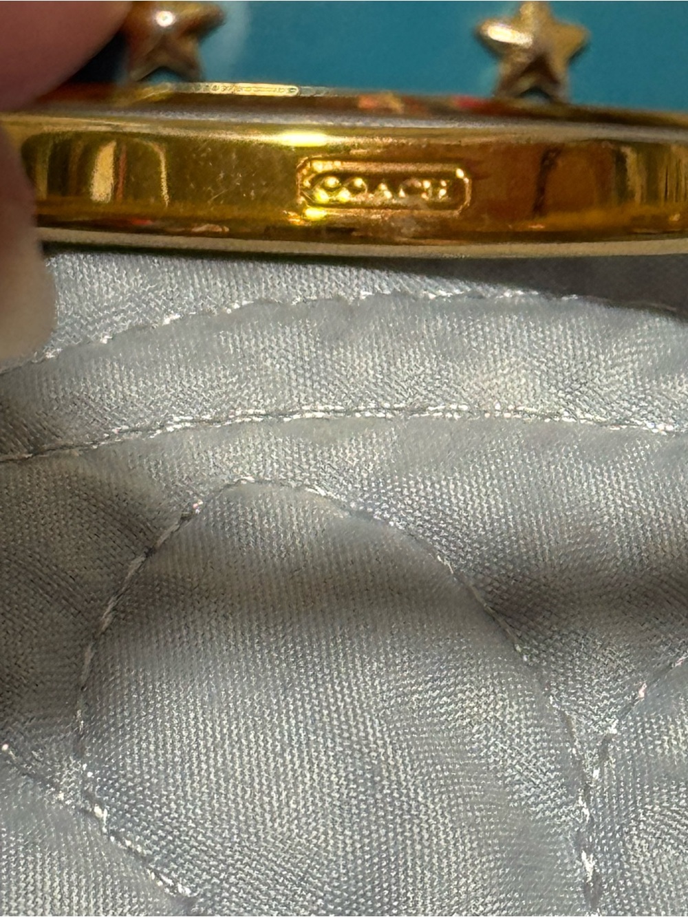 Coach Turquoise Blue Enamel Star Bangle Bracelet Slip-on Style Quiet Luxury - Picture 3 of 5